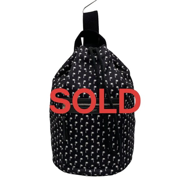 SAINT LAURENT PARIS City Sailor Drawstring Bag Black White Nylon 403-061725 - Picture 1 of 14